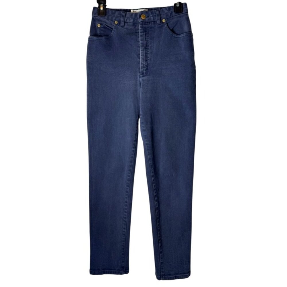St John Jeans Women 4 Blue Medium Denim High Rise Tapered‎ Leg Mom Luxury Preppy